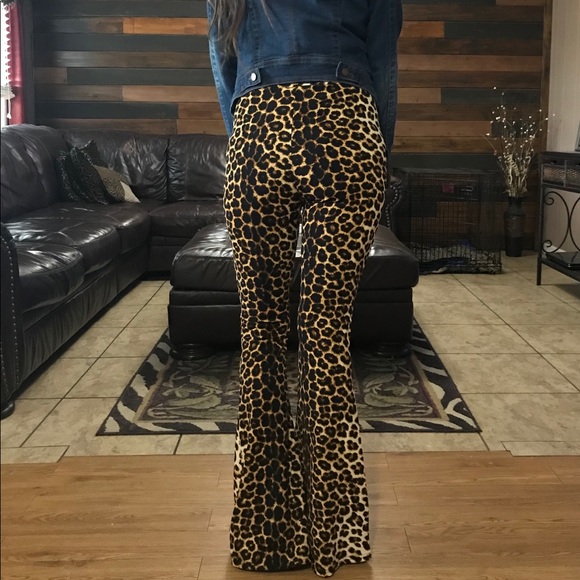Pants - leopard high waist flare pant bell bottoms large